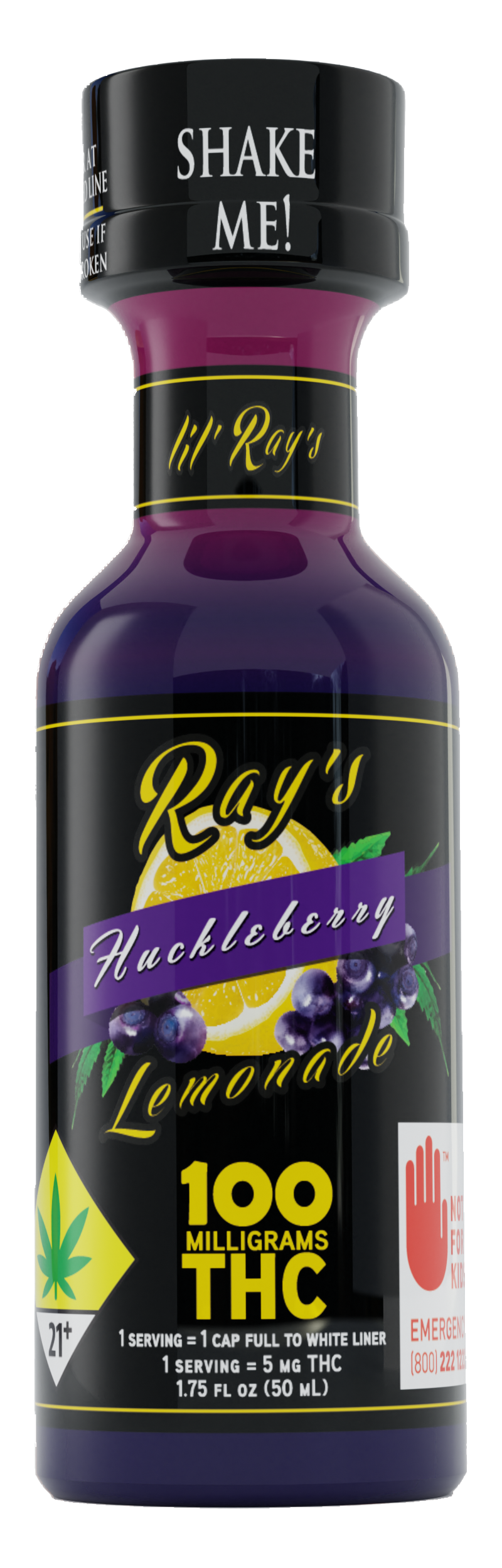 Photograph of product: lil' Rays | Huckleberry Lemonade | 1.75 fl oz Shot | DOH | 100mg
