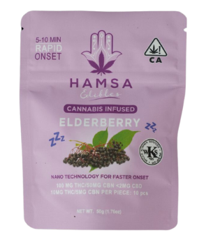 Photograph of product: Hamsa | Edibles | Fast-Acting | Infused | ElderBerry | 100mg-Oui'd