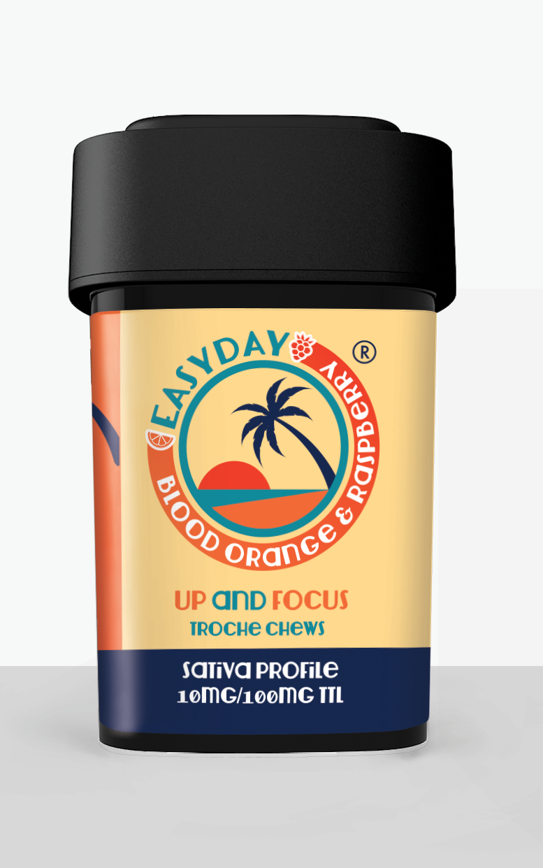 Photograph of product: Easyday Edibles: Blood Orange & Raspberry | Up & Focus (100mg) - 10 Pack