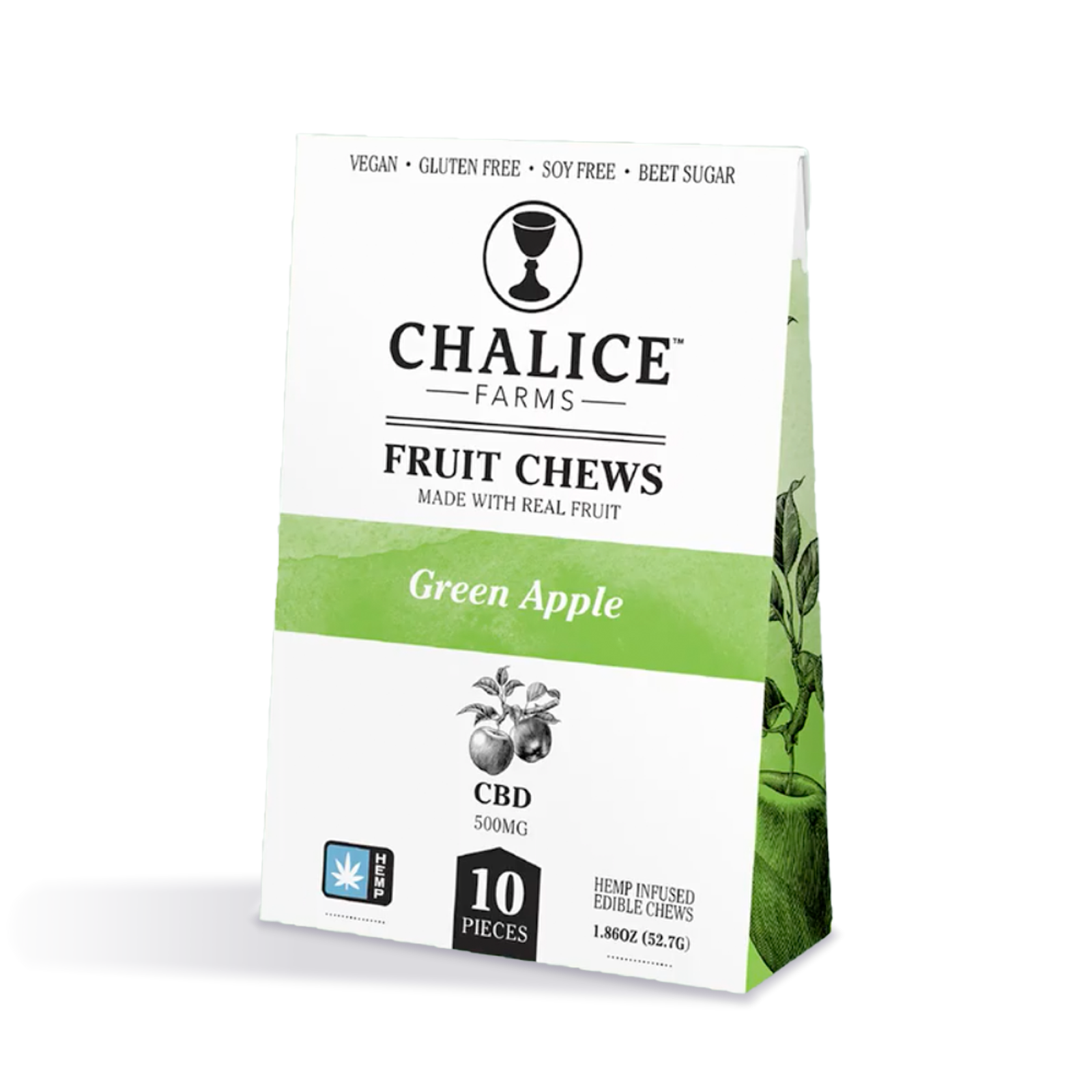 Photograph of product: Green Apple CBD Fruit Chew 10-pack | 500mg