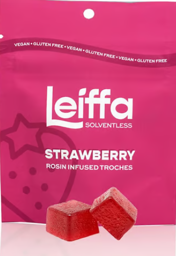 Photograph of product: Strawberry Live Rosin Troches 50mg/10pk (500mg)