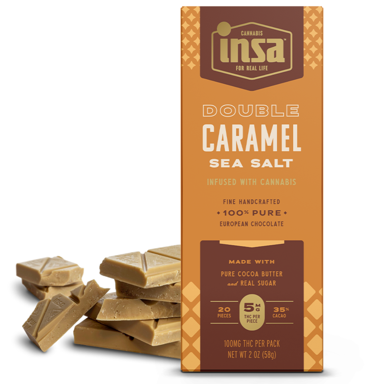 Photograph of Product: 100mg 20pc Bar | Double Caramel Sea Salt | INSA