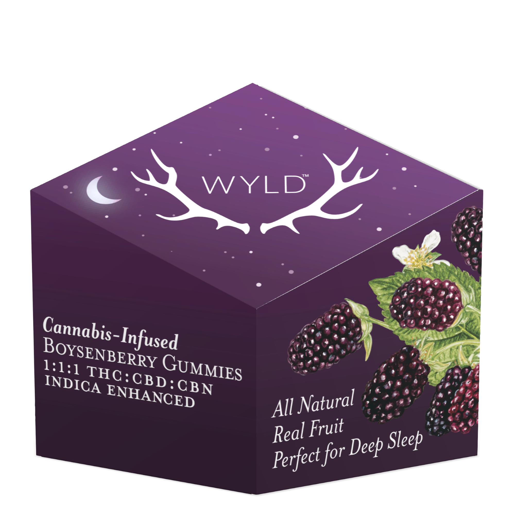 Photograph of product: Wyld - 100mg 1:1:1 Boysenberry Gummies