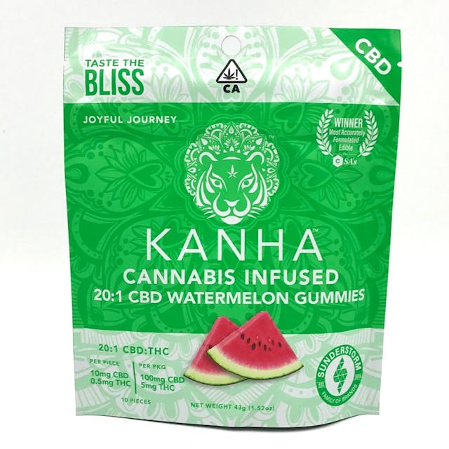 Photograph of product: Watermelon 20:1 CBD Gummies (43mg) - 