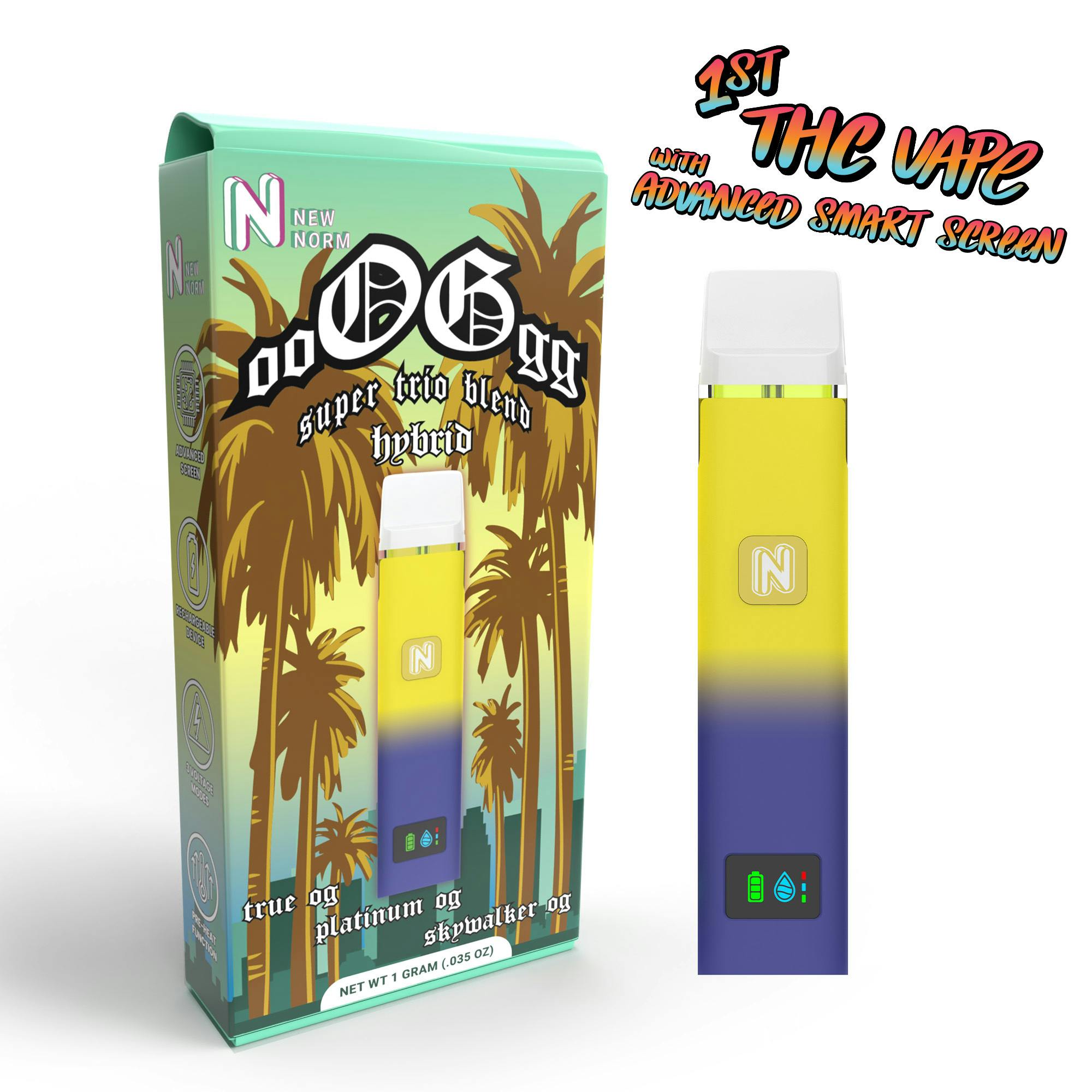 Photograph of product: NEW NORMAL | OOOGGG | TRIO BLEND | AIO VAPE | 1G