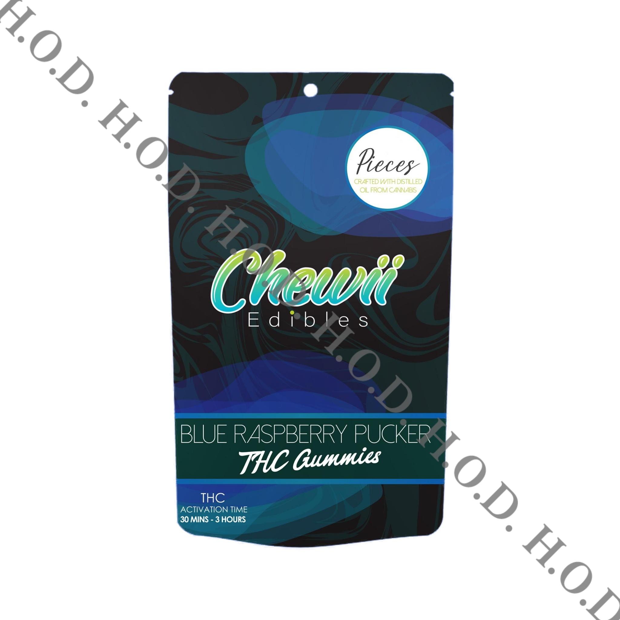 Photograph of product: Chewii Blue Raspberry Pucker Fast Acting Gummies 200mg