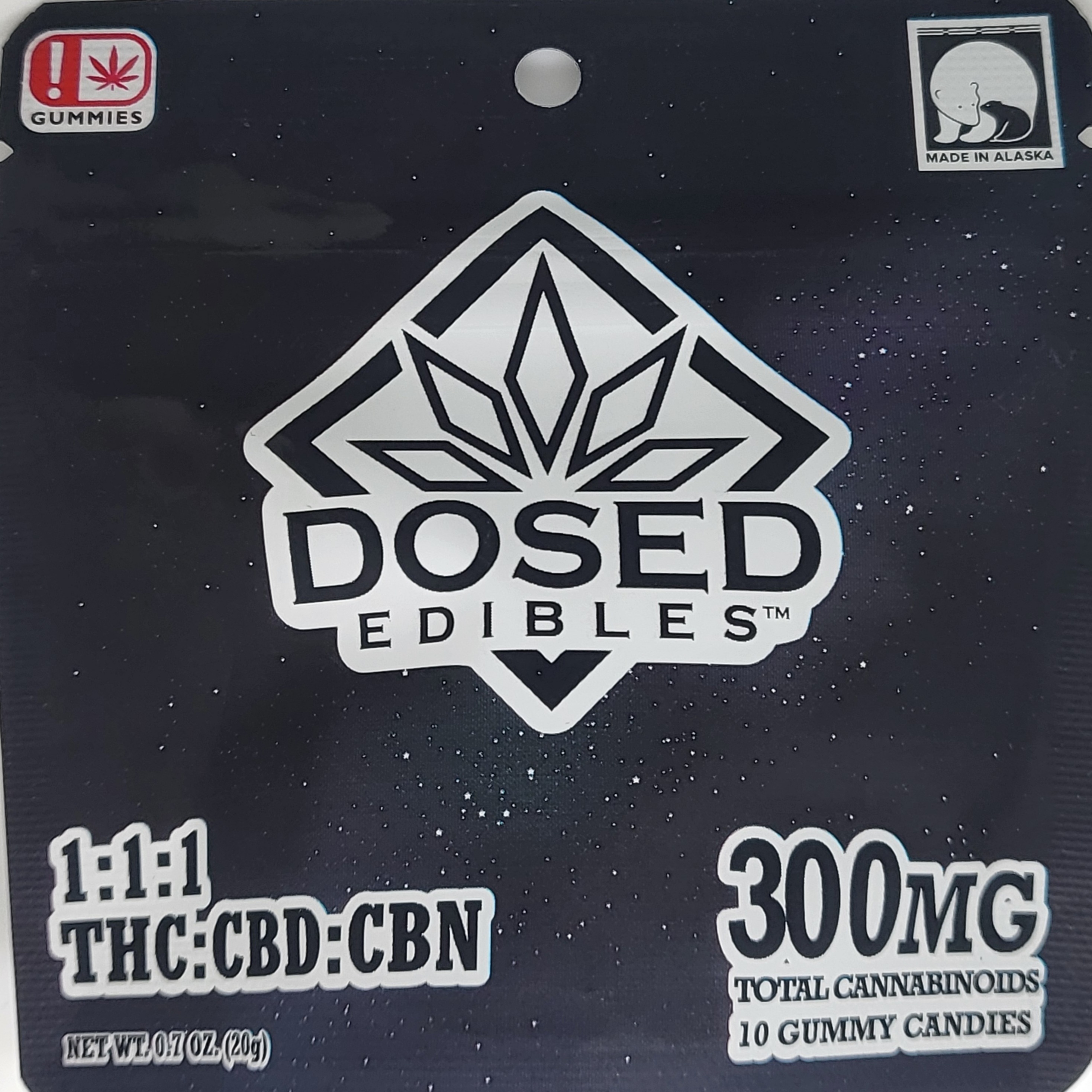 Photograph of product: 1:1:1 TH-oui-CBD-CBN 10 Pack 300MG Gummies by Dosed Edibles