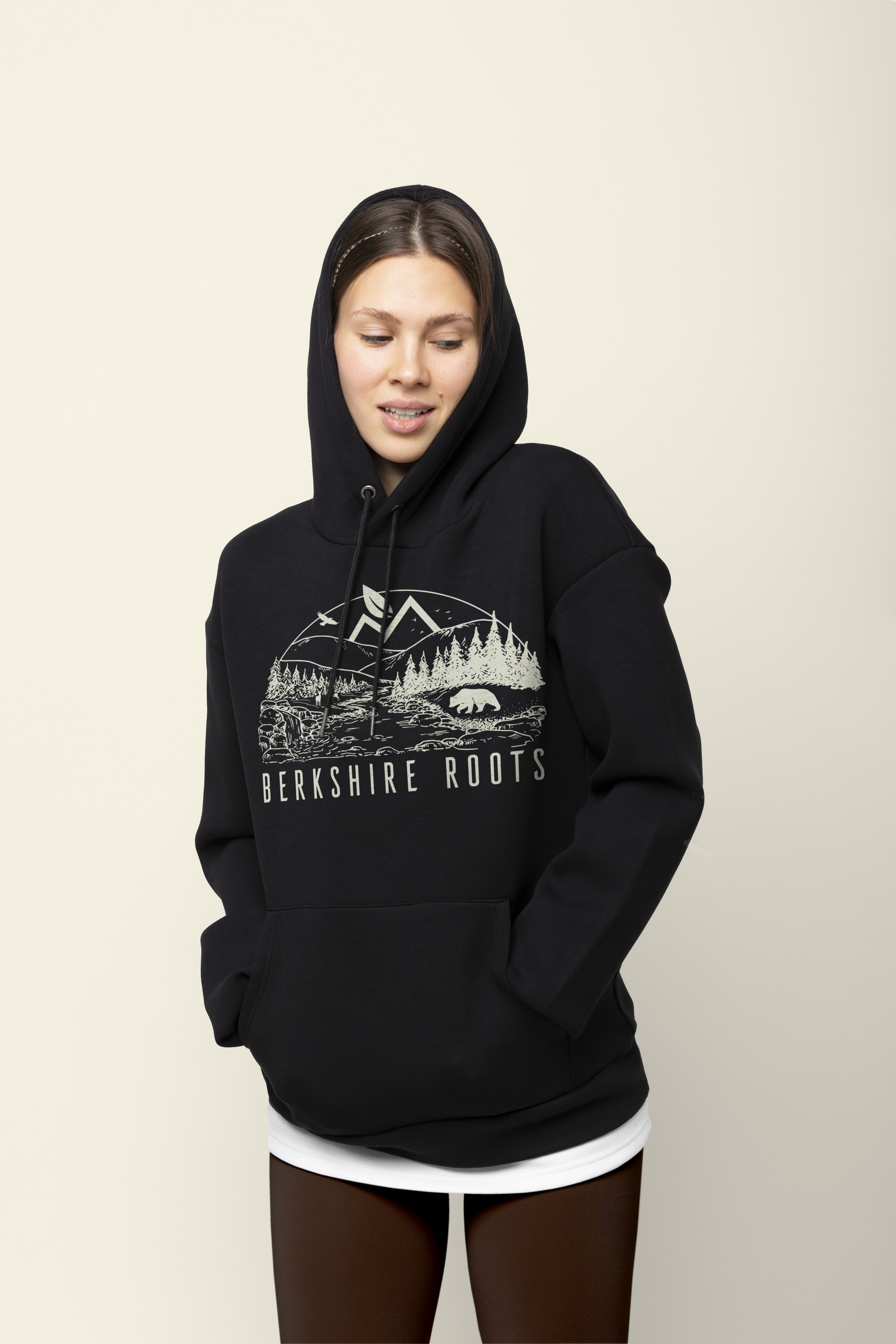Photograph of product: BR Black Hoodie Sweatshirt Bear Mt. Illustration (S)