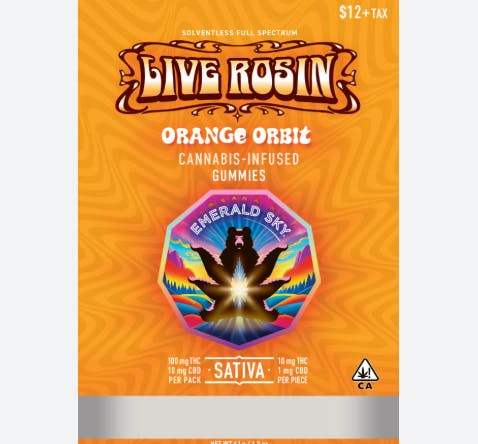 Photograph of product: Orange Orbit Live Rosin 100mg Gummies - 