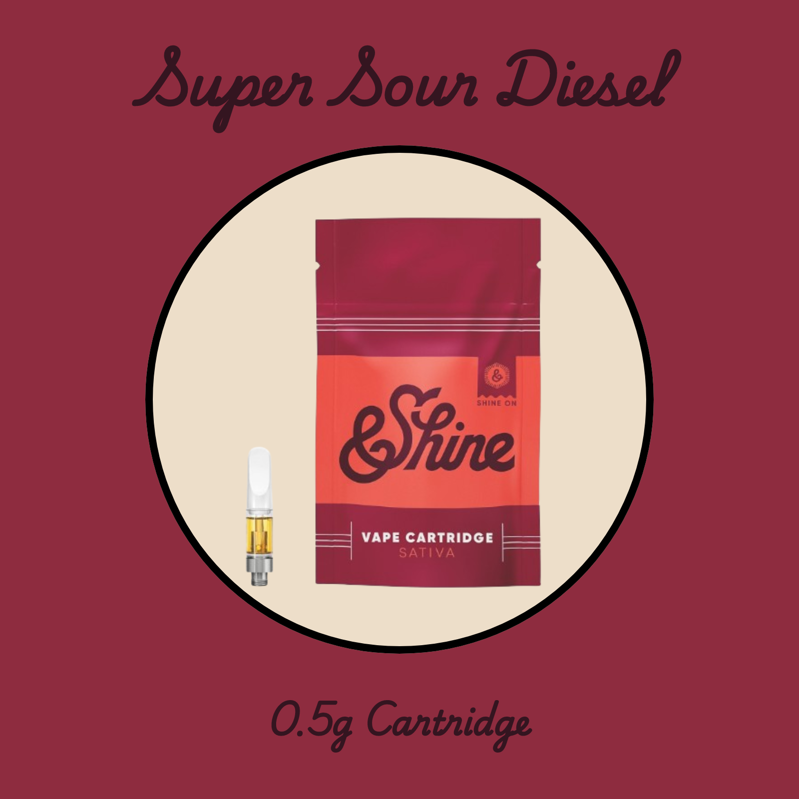Photograph of product: &Shine Cartridge (NCD) | Super Sour Diesel | 0.5g (Oui'd)