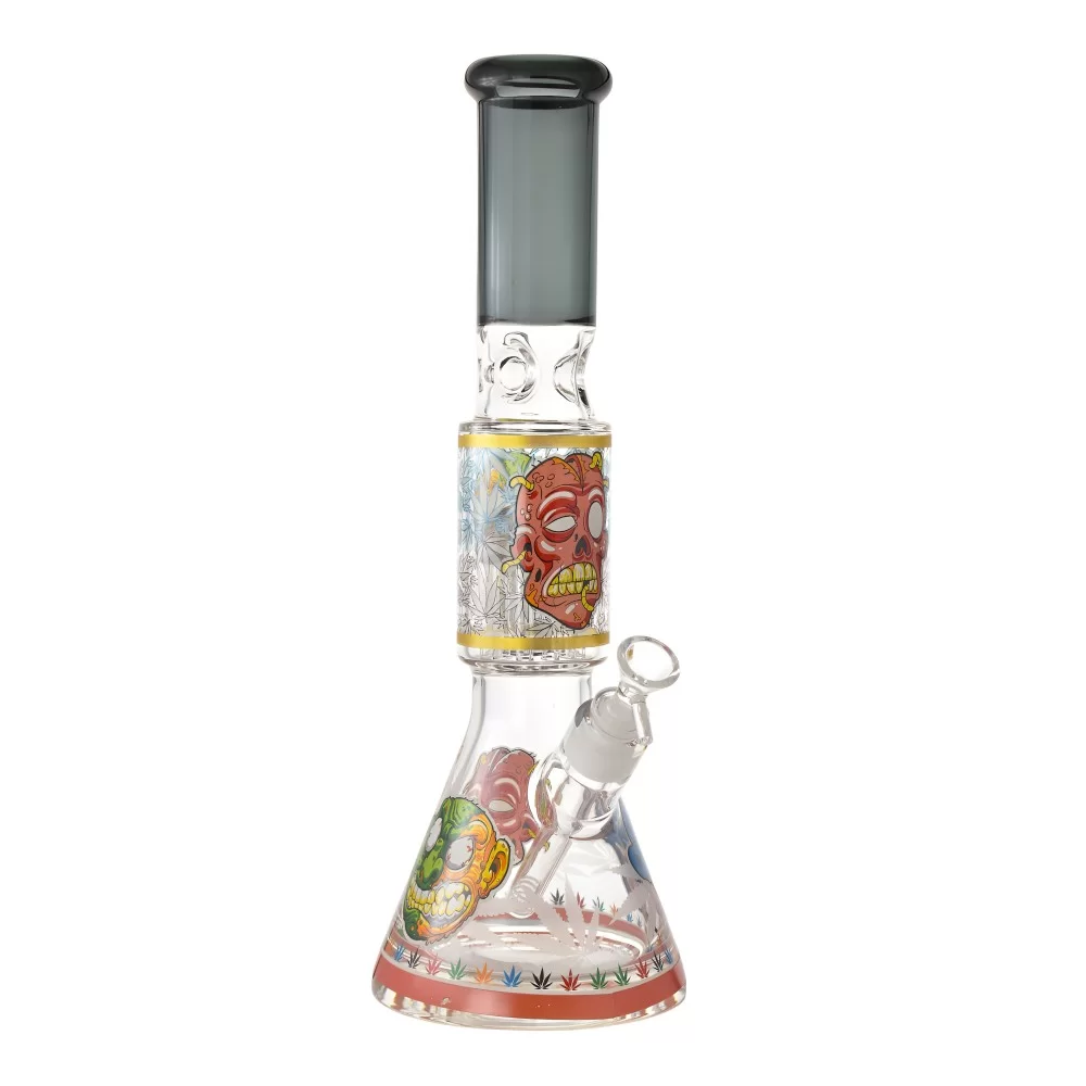 Photograph of product: 16" 25mm Thick Base Skull Art Tree Perc Beaker Bong