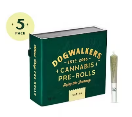 Photograph of product: AGL Dogwalkers White Durban Pre Roll Minis 22.77% (S) 1.75g 5 Pack - 00790