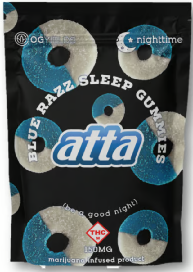 Photograph of product: ATTA - BLUE RAZZ SLEEP GUMMY RINGS 6PK 150MG I/S