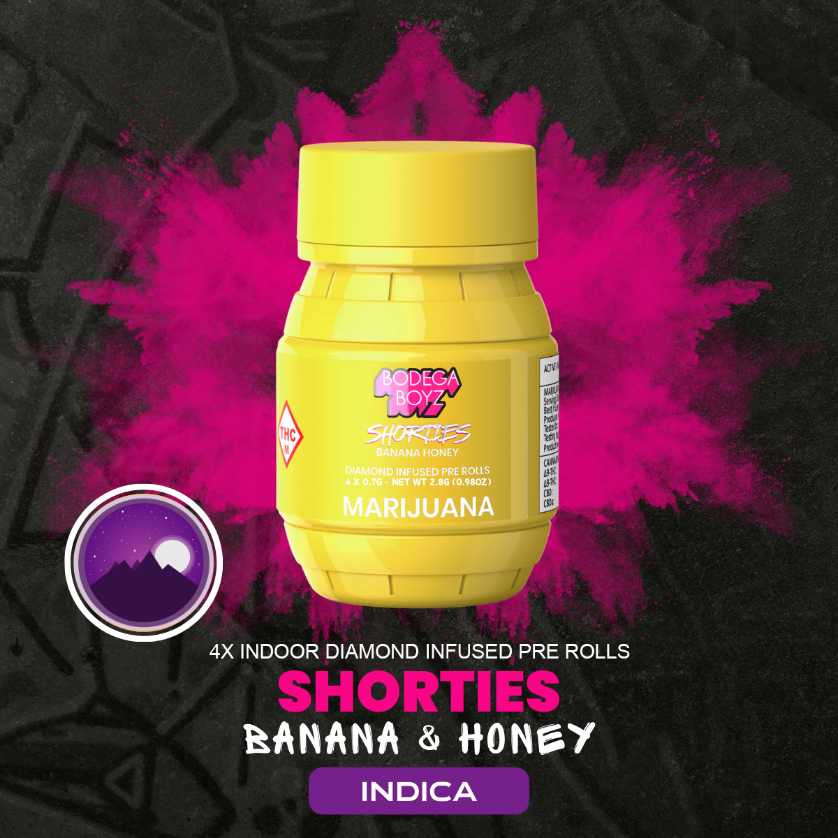 Photograph of product: Banana Honey - 4pk Diamond Infused Prerolls