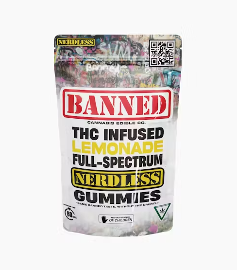 Photograph of product: Banned - Gummies - Lemonade - 200mg Nerdless - 4pk