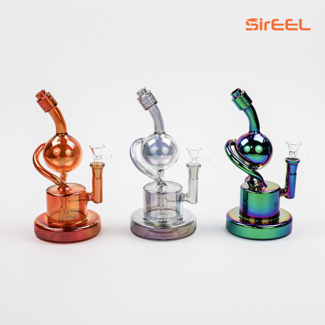 Photograph of product: SirEEL | 9" Iridized Ball Recycler Bong with Flower Bowl | Assorted Colors