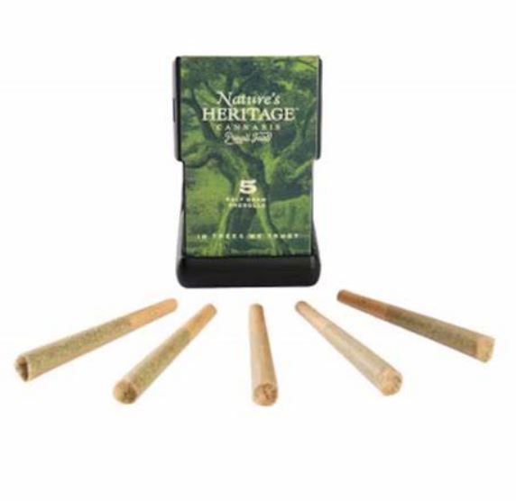 Photograph of Product: Nature's Heritage Lemon Cherry Gelato 5 Pack) Pre-Roll 2.5g