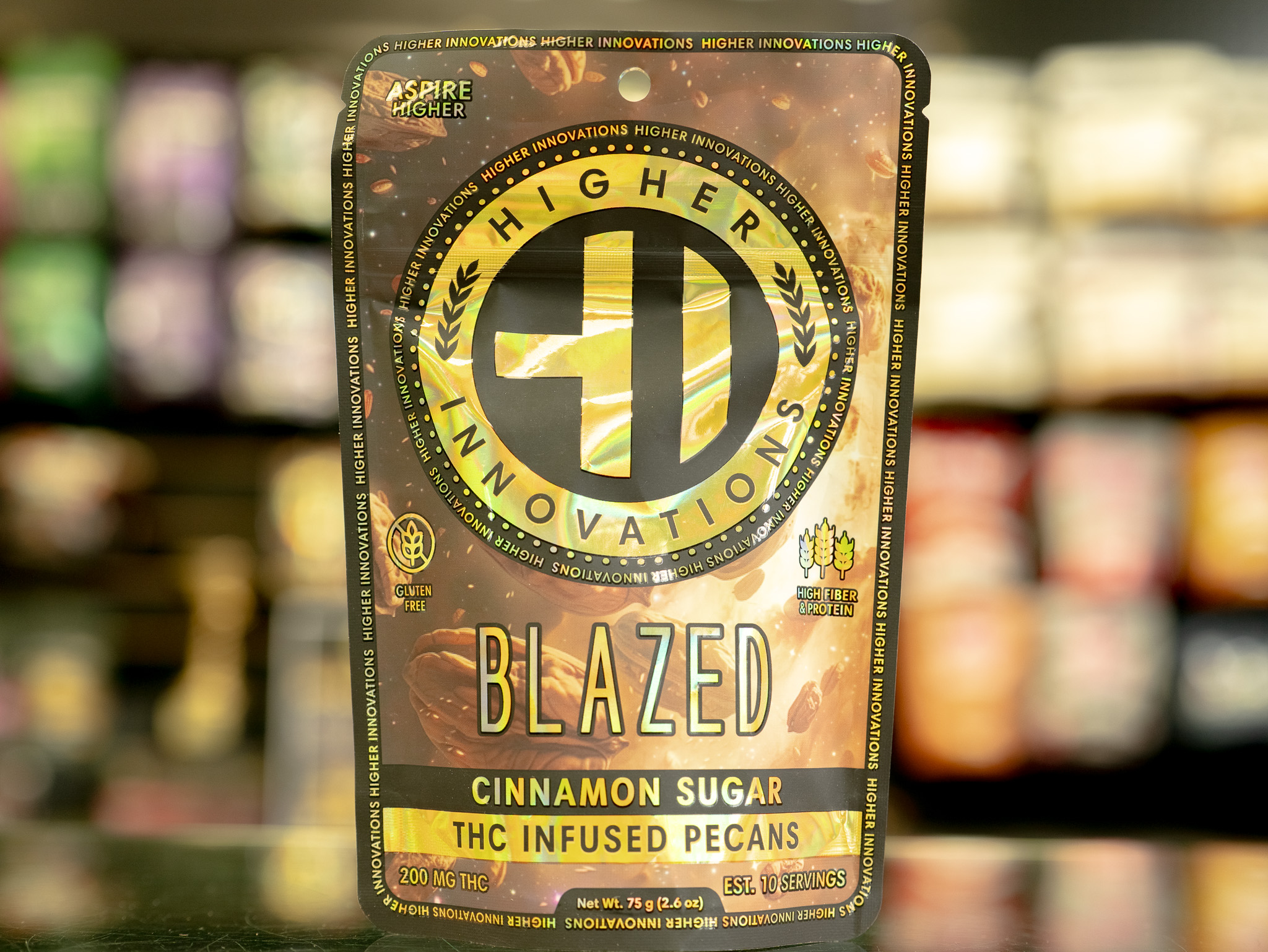 Photograph of product: Higher Innovations | Blazed Cinnamon Sugar Pecans | 200mg/2.6oz Snack
