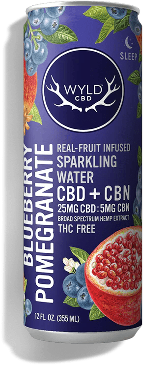 Photograph of product: Wyld: CBD + CBN Blueberry Pomegranate 12oz Seltzer