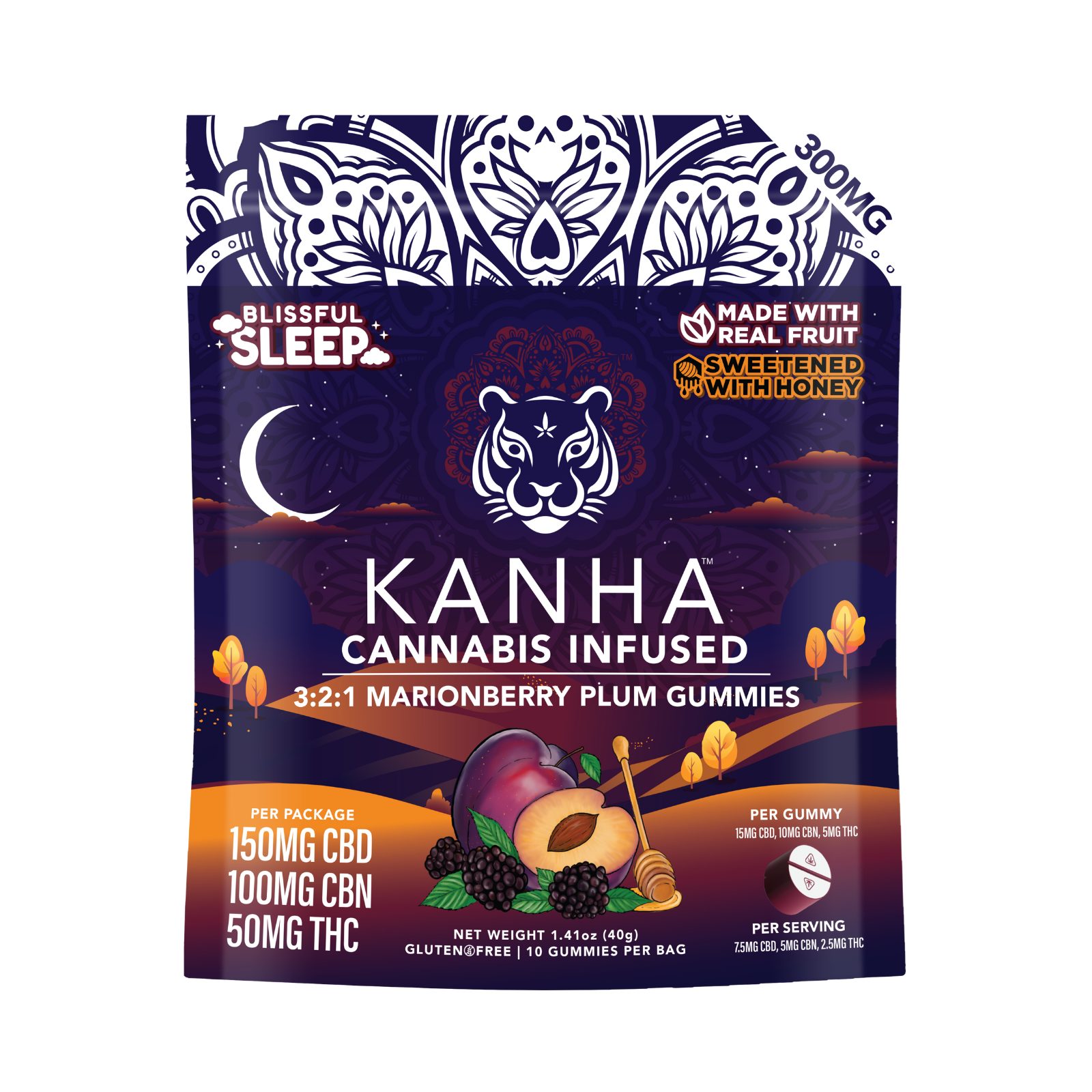 Photograph of Product: 100mg 10pk Gummies | 3:2:1 Marionberry Plum | Kanha