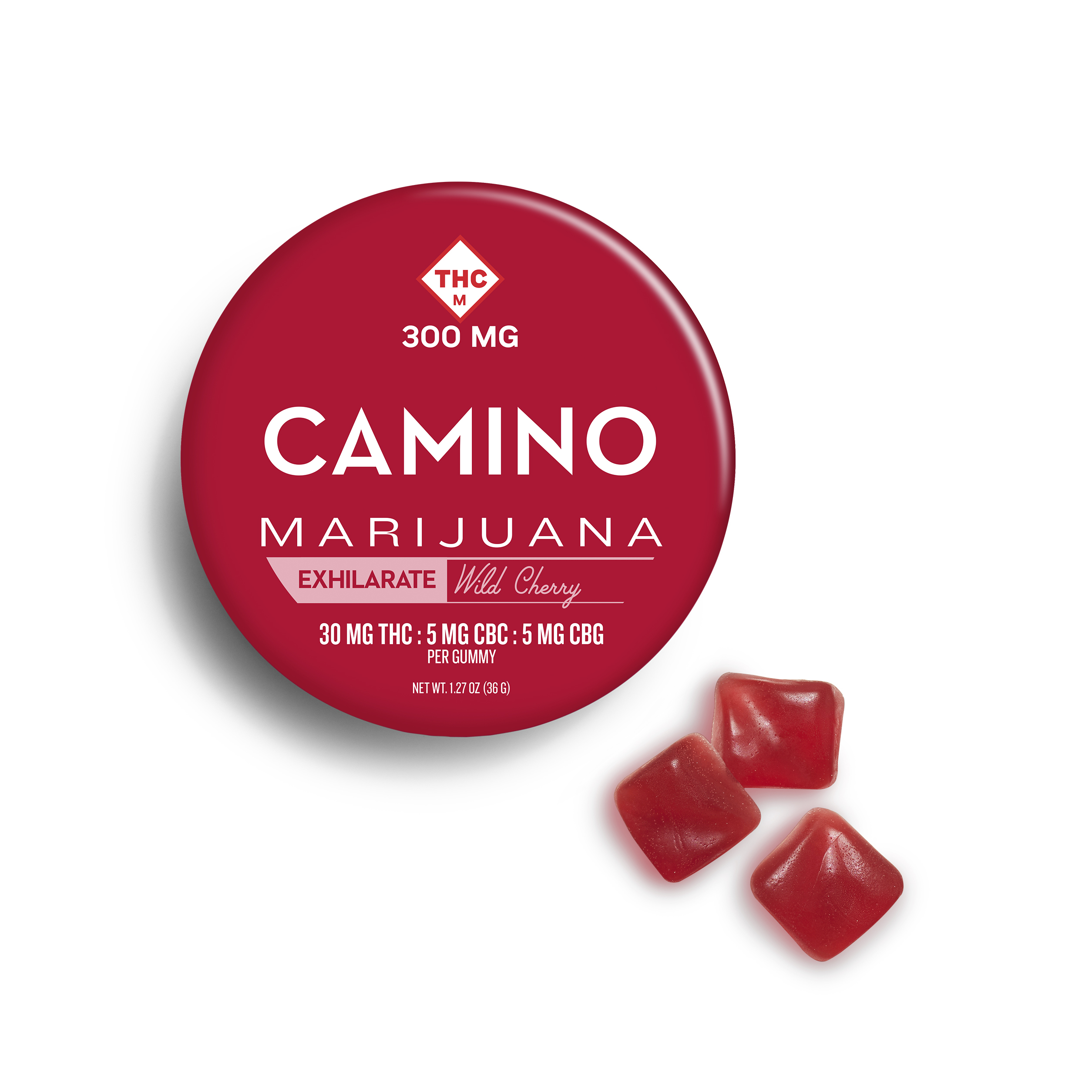Photograph of product: Camino: Gummies | Wild Cherry 10:3:3 | 400mg THC : 120mg CBC : 120mg CBG | 20pk