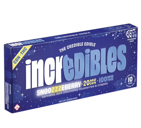 Photograph of product: Incredibles | Snoozzzeberry 1:5 Chocolate Bar 100mg | 20mg CBN:100mg TH-oui