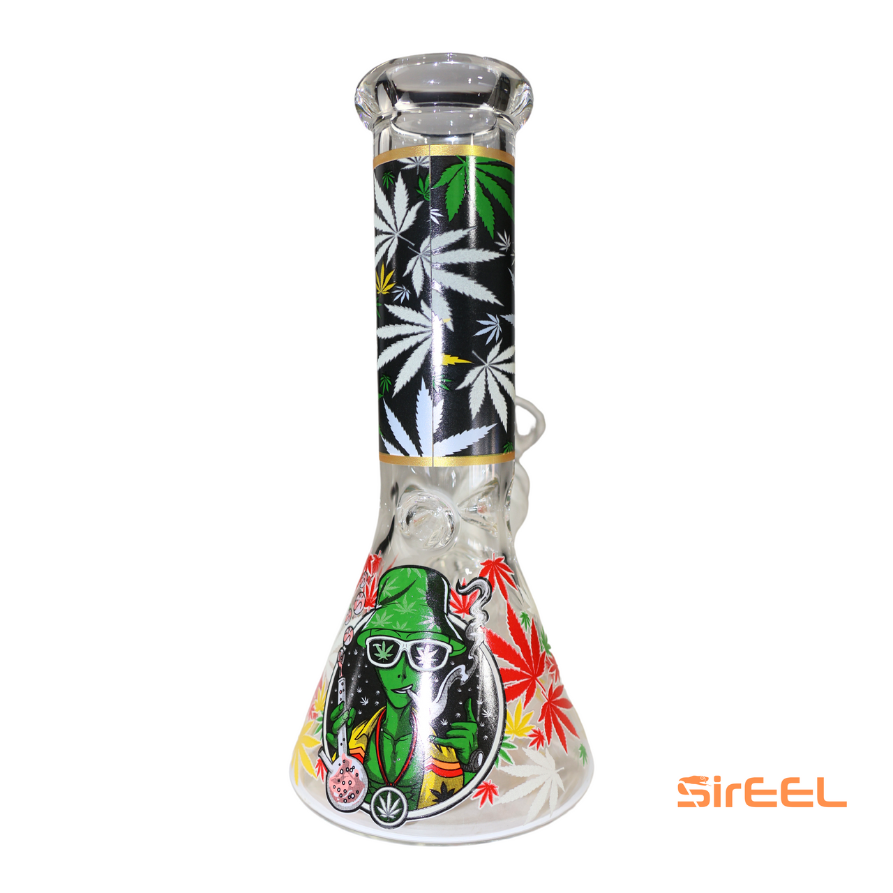 Photograph of product: SirEEL - 8" 420 Leaf EELien Beaker Bong with Bowl - Assorted Colors