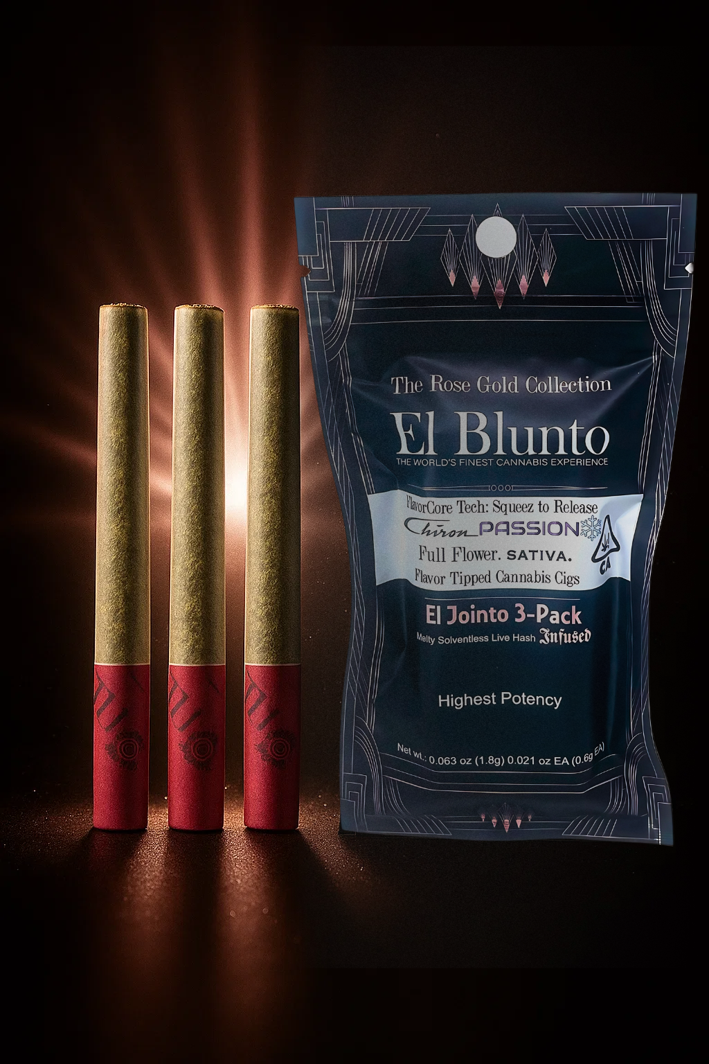 Photograph of product: El Jointitos | Chiron Passion Ice | 3pk | au chocolat Infused w/Flavorcore | 30.73AC - 1.8g