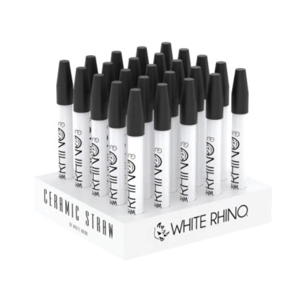 Photograph of product: White Rhino | Dab Straw | Ceramic with Silicone Tip