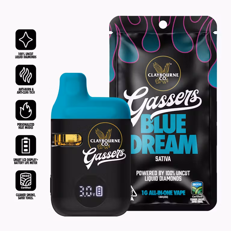 Photograph of product: Claybourne - Blue Dream - Gassers - Disposable