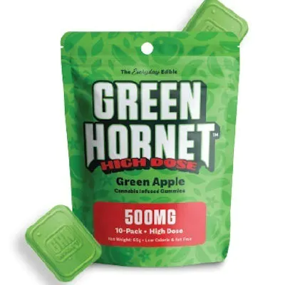 Photograph of product: Green Hornet Gummy  - 500mg Green Apple- Oui'd