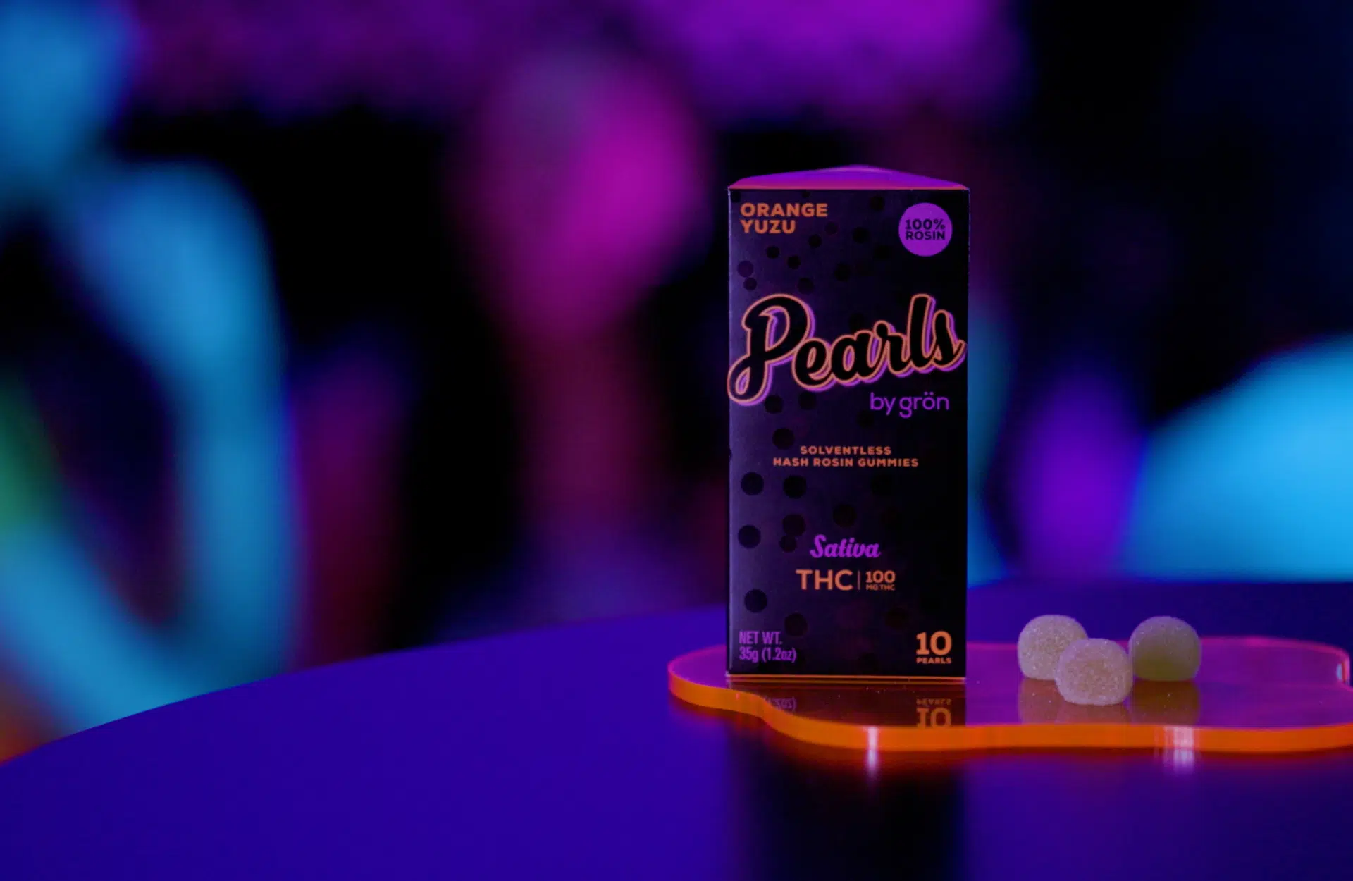 Photograph of product: GRN | ROSIN PEARLS | ORANGE YUZU | 10PK 100MG