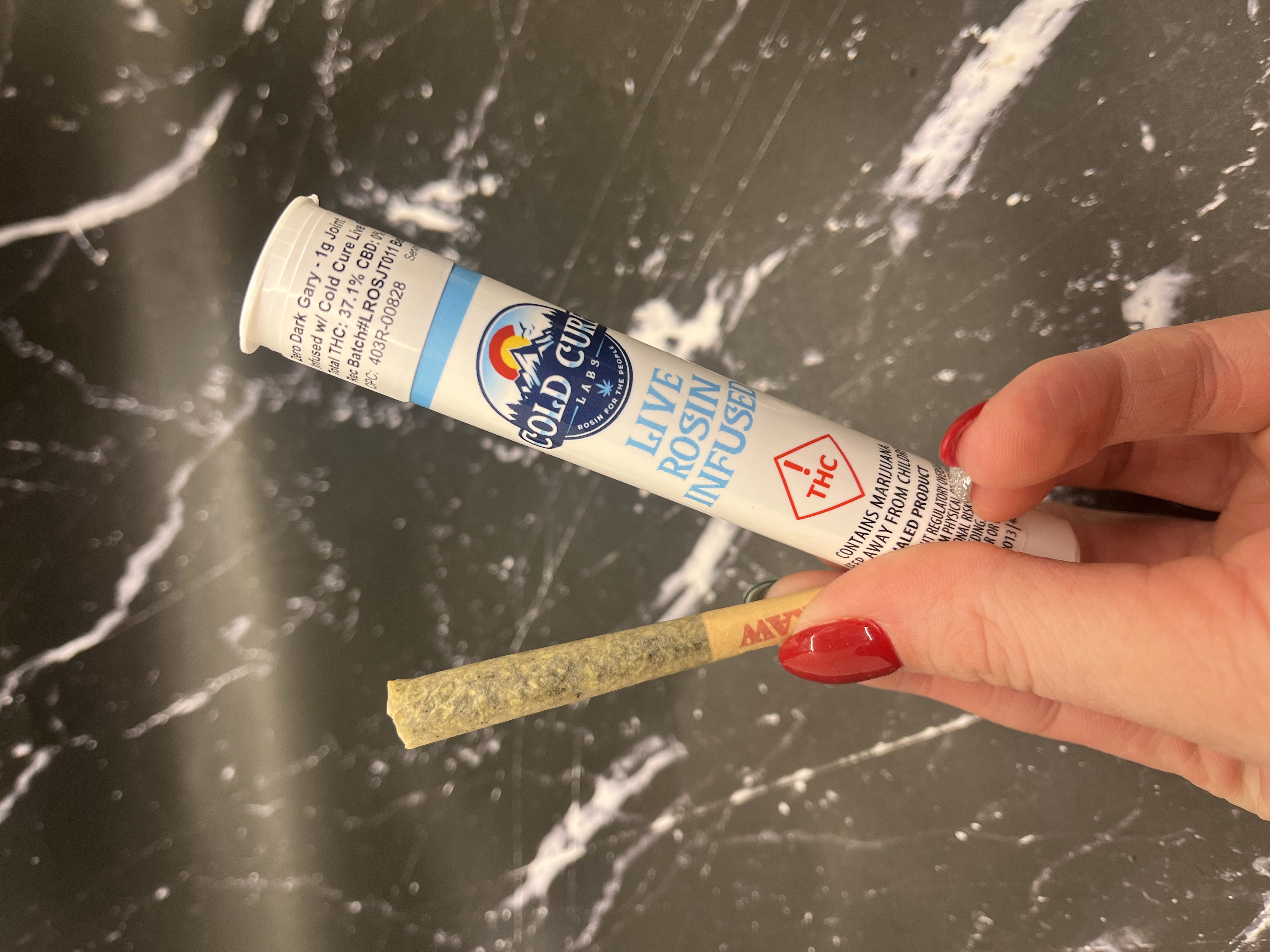 Photograph of product: Rosin Infused Joint - - Strawberry Blood Cookies (Cold Cure)