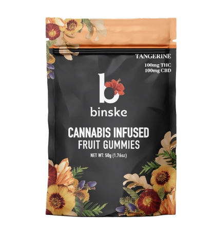 Photograph of product: Binske Tangerine Gummies 10mg CBD: 10mg TH-oui x 10ct - 8101
