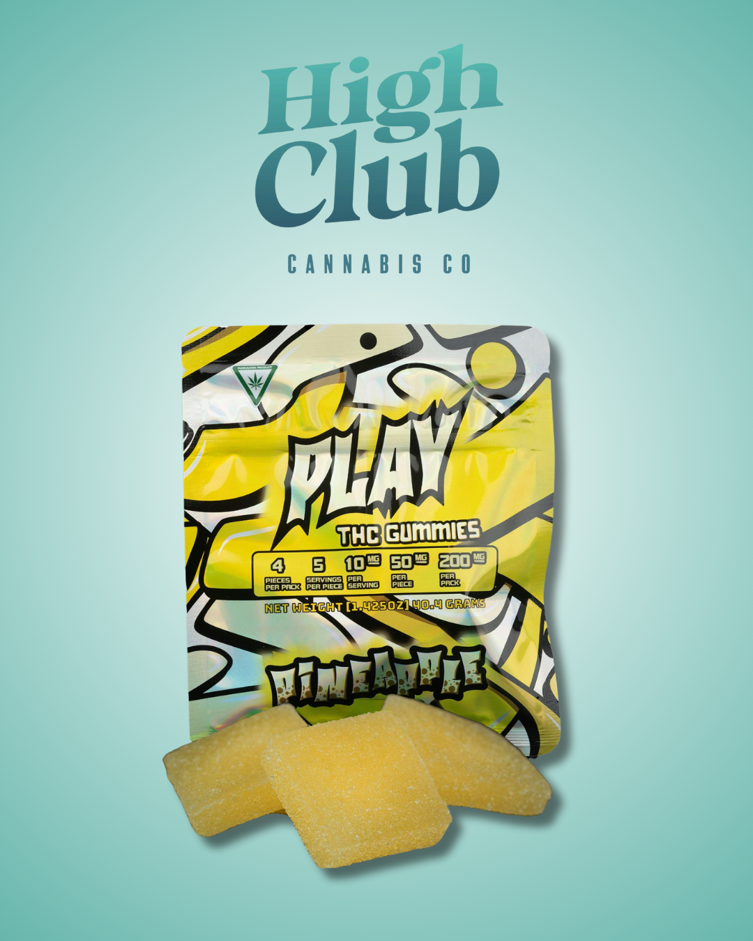 Photograph of product: Play - Pineapple Gummies - 200MG - 4pc