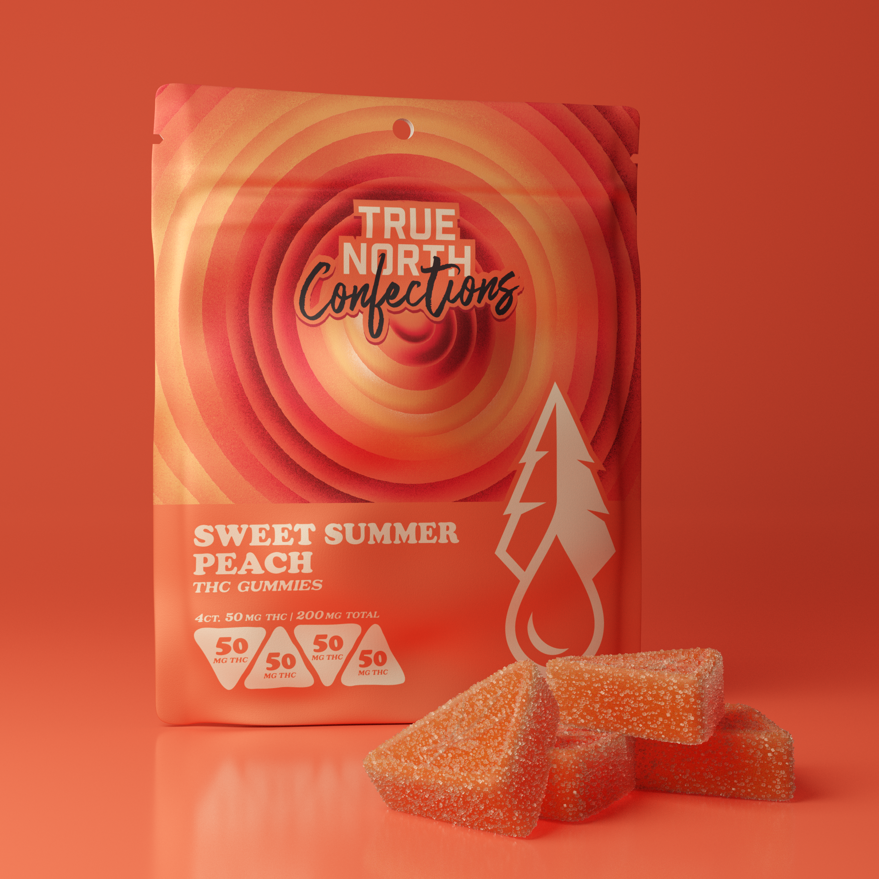 Photograph of product: 4X50MG VEGAN SWEET SUMMER PEACH GUMMIES