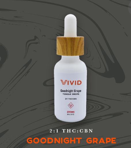 Photograph of product: VIVID 200MG 2:1 GOODNIGHT GRAPE TONGUE DROPS