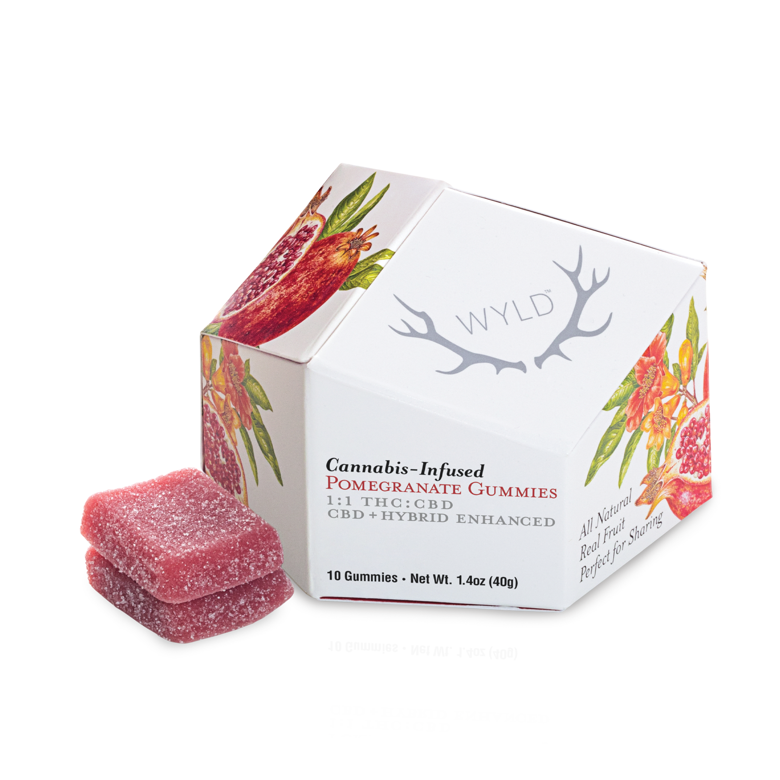 Photograph of product: Wyld - Pomegranate - 1:1 CBD + Hybrid Enhanced Gummies - 100mg