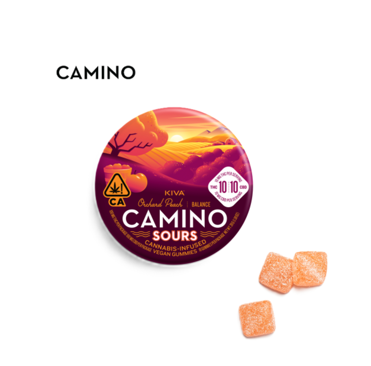 Photograph of product: ORCHARD PEACH SOURS 1:1 THC:CBD 10 PACK GUMMIES