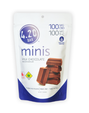 Photograph of product: 4.20 Bar Mini - Milk Chocolate 1:1 CBD [200mg] 10pk Edibles