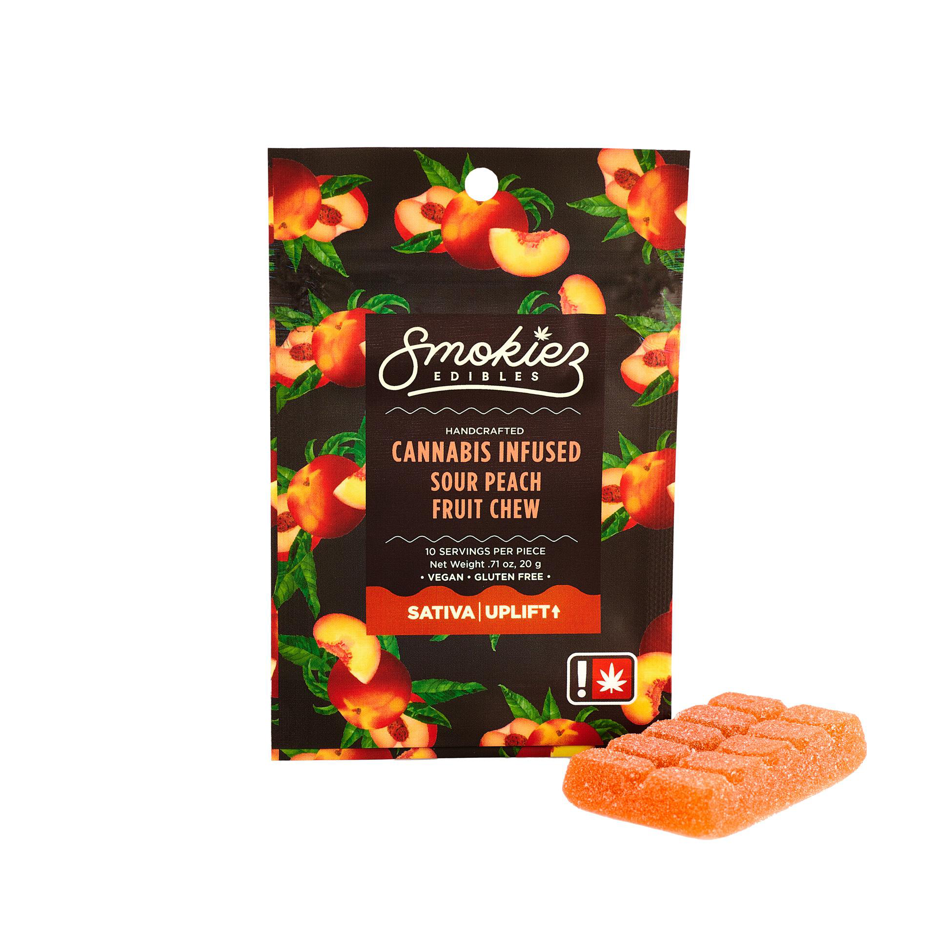 Photograph of product: Smokiez Single Gummy 100mg - Sour peach