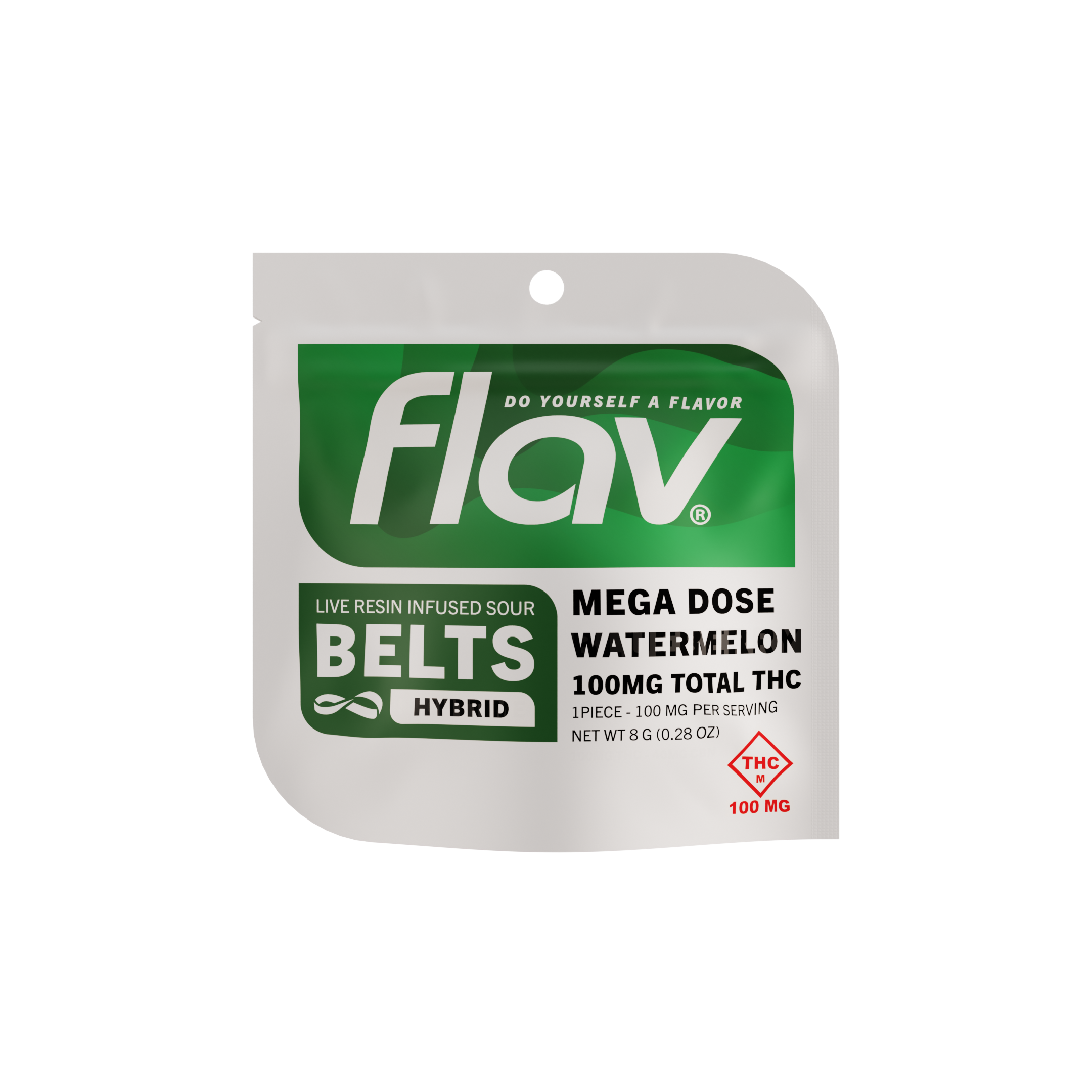 Photograph of product: Flav - Watermelon - Live Resin - Sour Mega belt - 100mg (1ct) - Hybrid