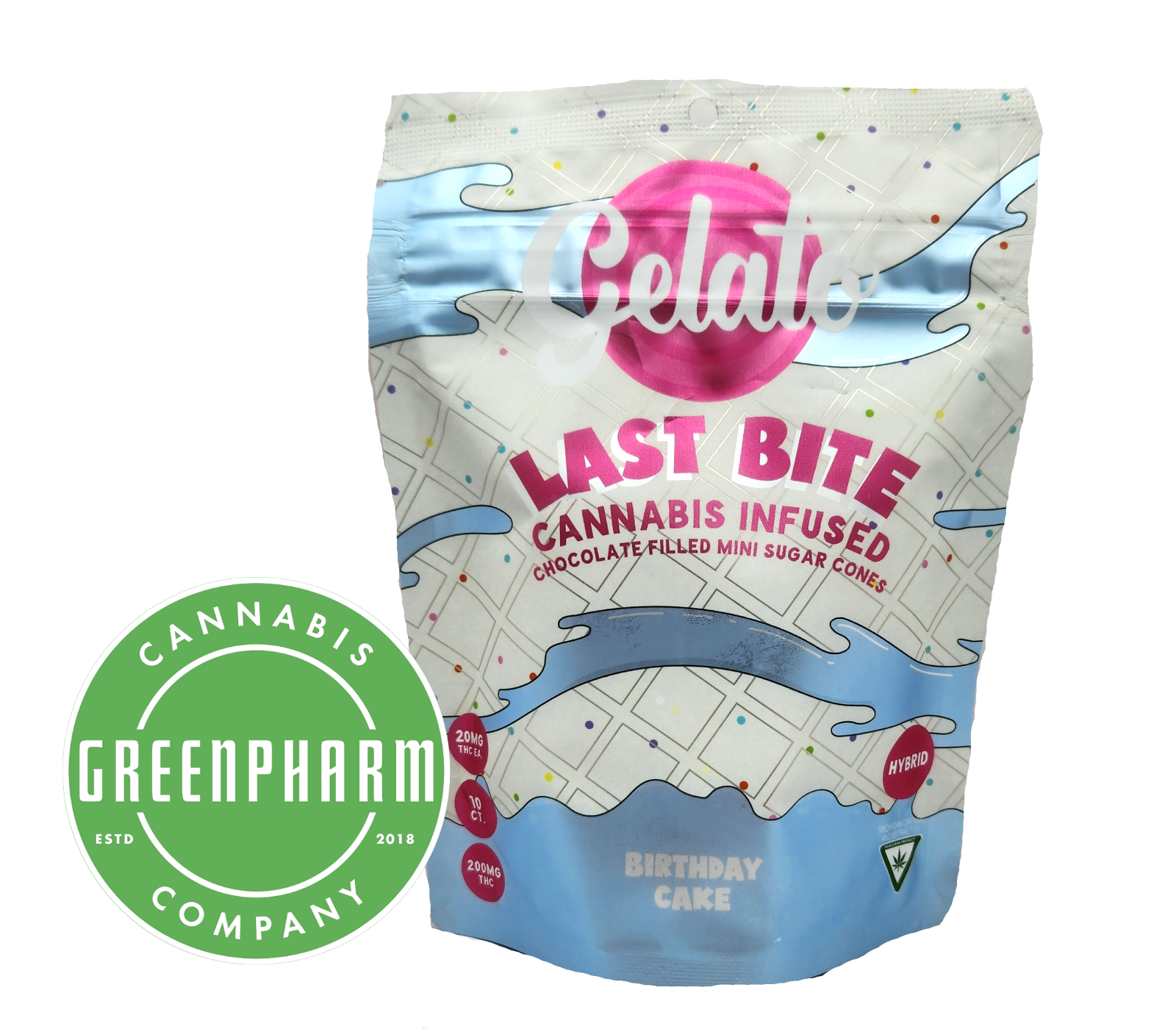 Photograph of product: Edible | Gelato | Birthday Cake Last Bite Cones | 200mg