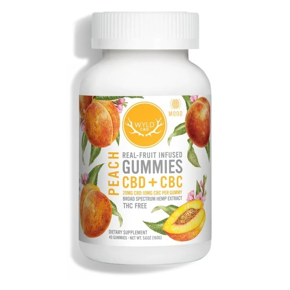 Photograph of product: Wyld CBD - Peach Fruit Infused Gummies 800mg CBD: 400mg CBC - 1000mg 40pk