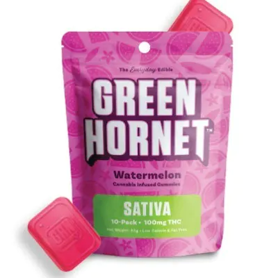 Photograph of product: Green Hornet Gummy - 100mg Watermelon- Oui'd