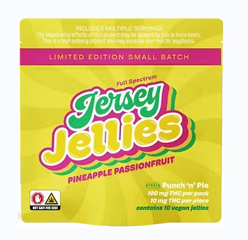 Photograph of product: Jersey Jellies - Pineapple Passionfruit 100mg 10pk Vegan Cured Resin Jellies