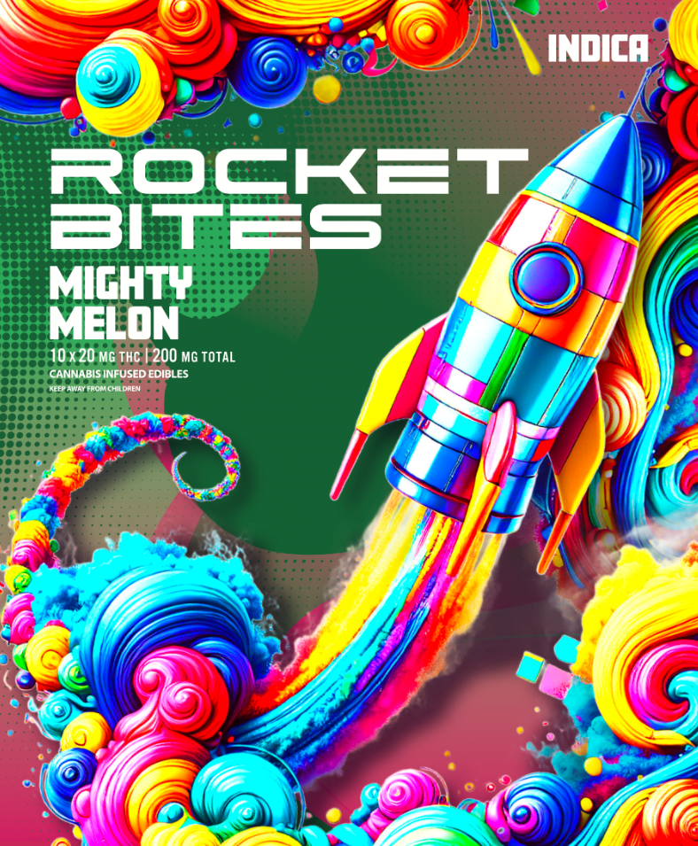 Photograph of product: Rocket Bites 200mg | Mighty Melon