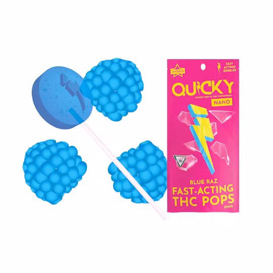 Photograph of product: Quicky | Blue Raz | Oui'd Pop | 10mg