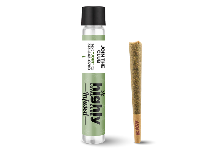 Photograph of product: HIGHLY LOYAL CLUB MANGO TANGO INFUSED PREROLL 1.2G