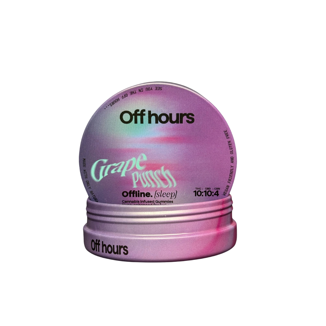 Photograph of product: Offhours Gummies Offline 10:10:4 Grape Punch 100mg